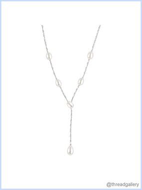 Freshwater Pearl Y-Necklace .925 Sterling Silver Lariat Drop Necklace